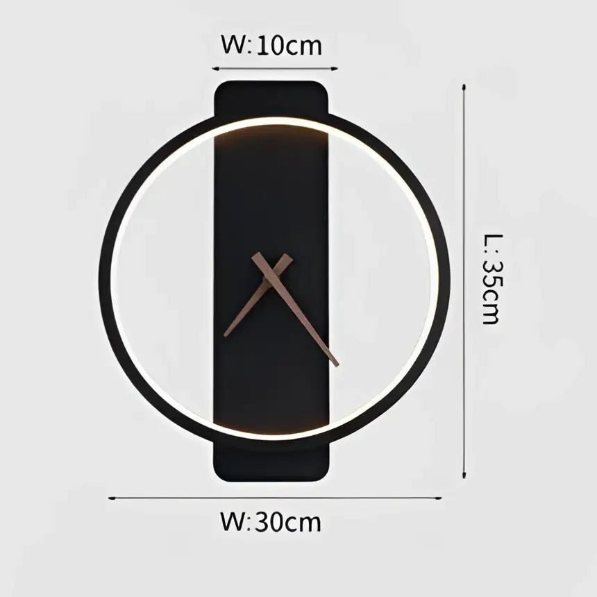 Gold LED Wall Lamp with Built-In Clock Feature