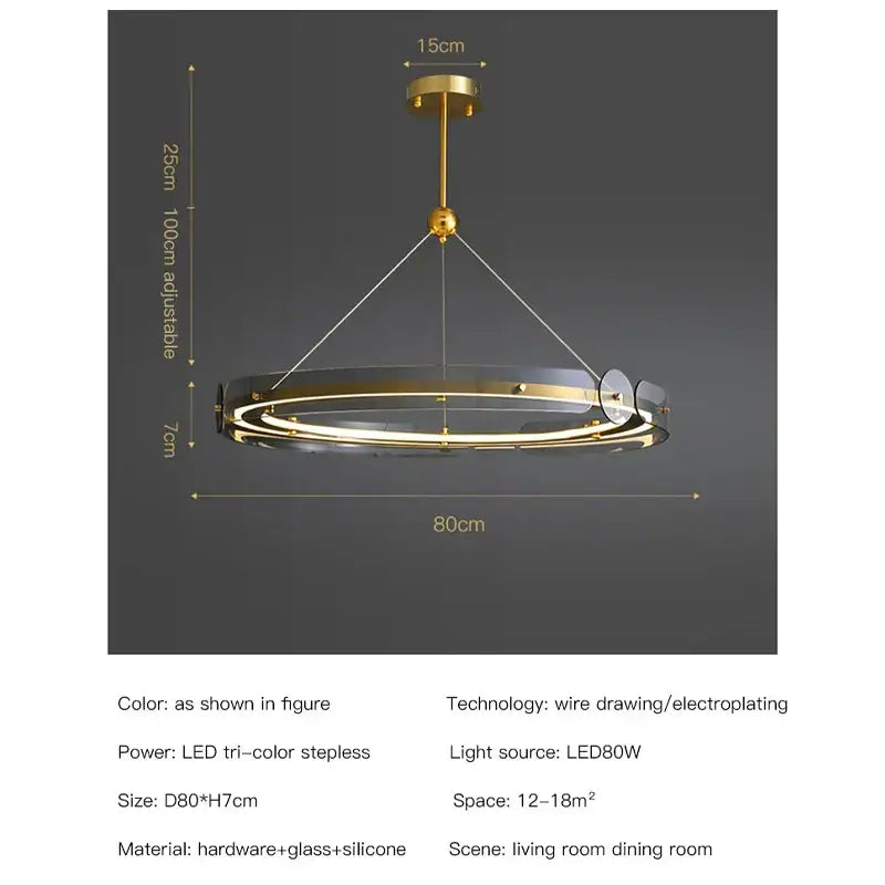 Gold Ring LED 80cm Chandelier