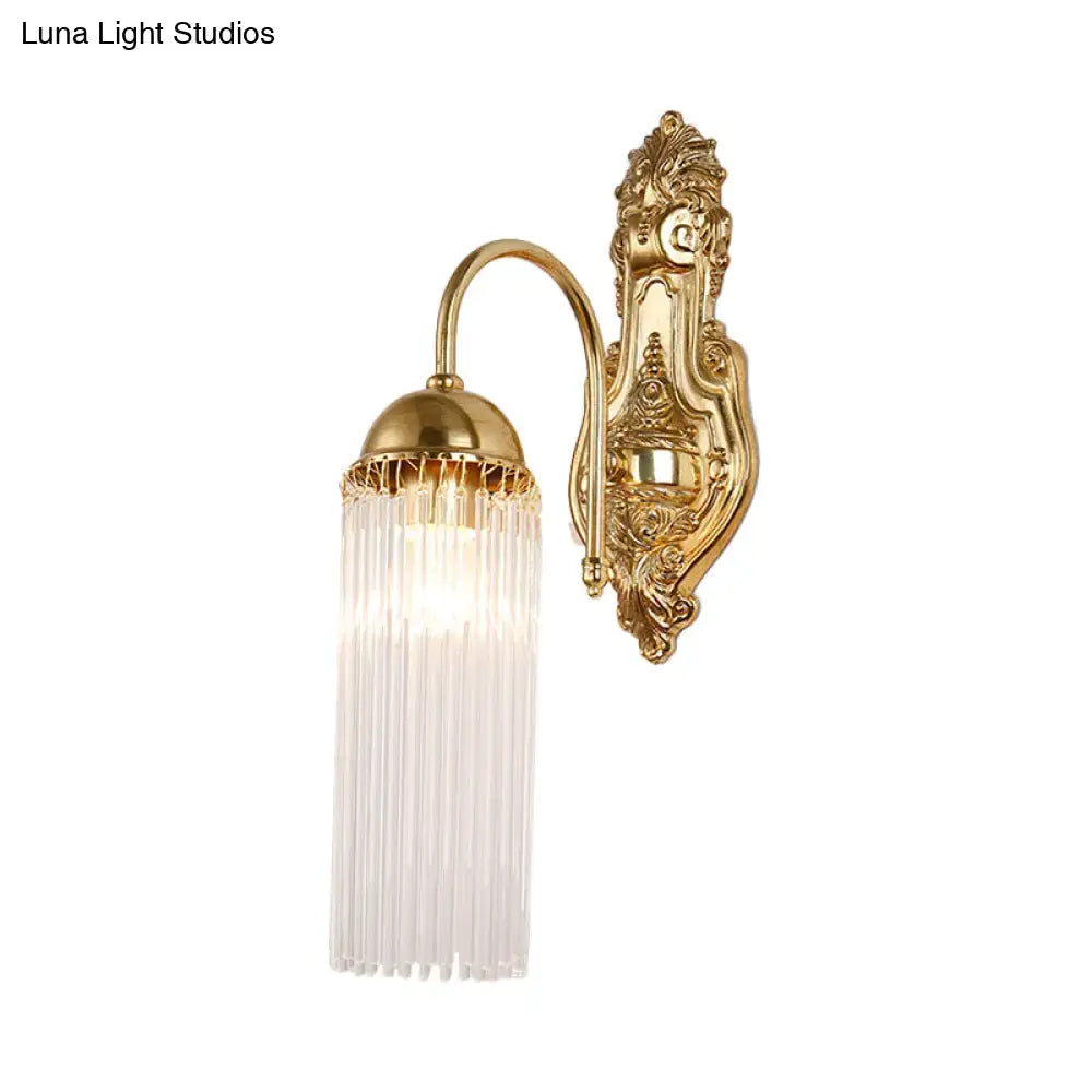 Gold Crystal Gooseneck Sconce