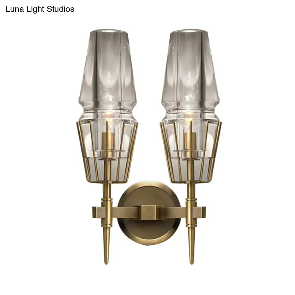 Gold Glass Geometric Sconce