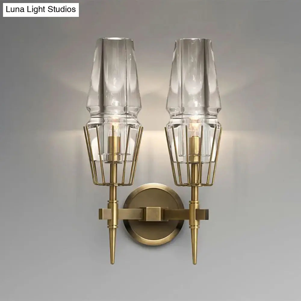 Gold Glass Geometric Sconce