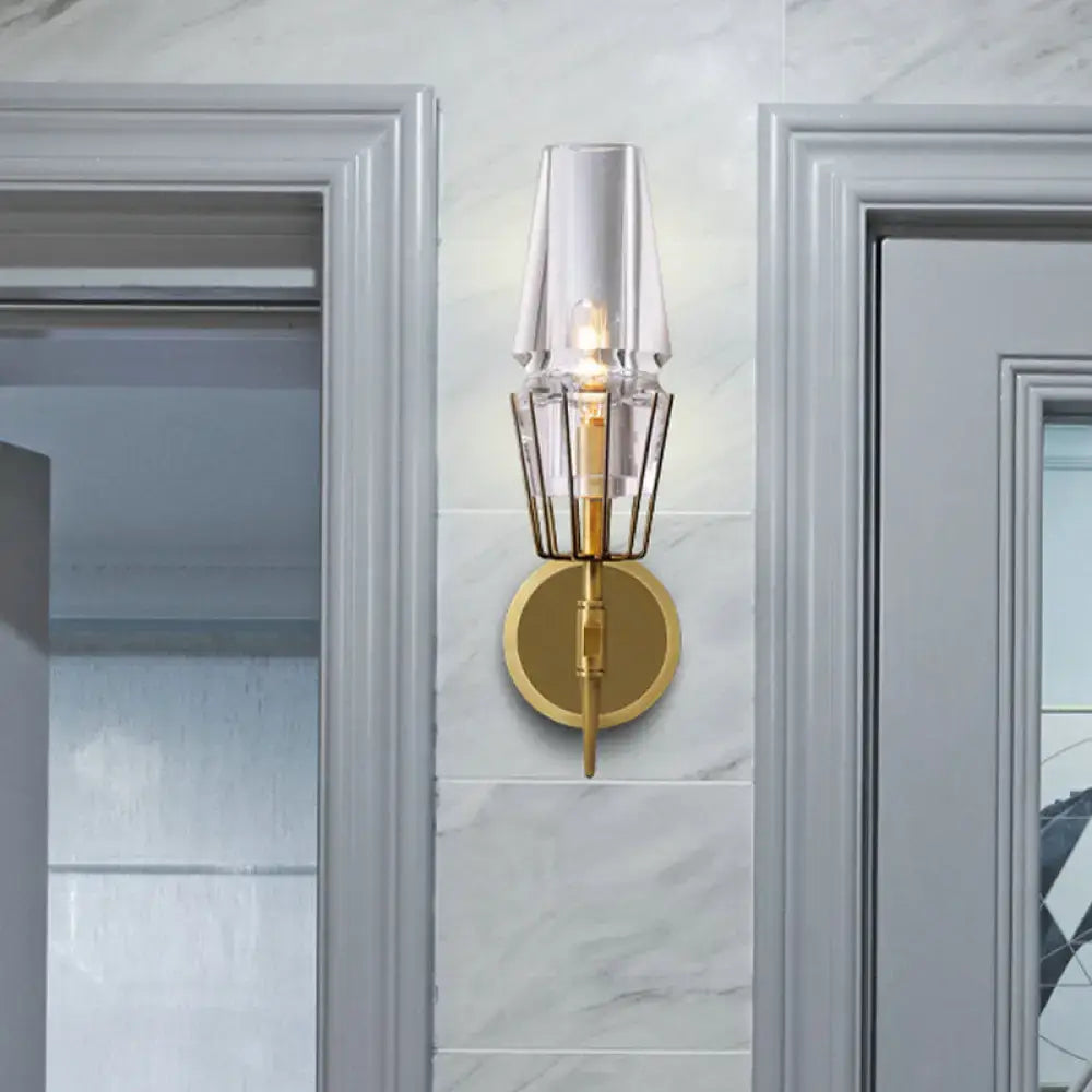 Gold Glass Geometric Sconce