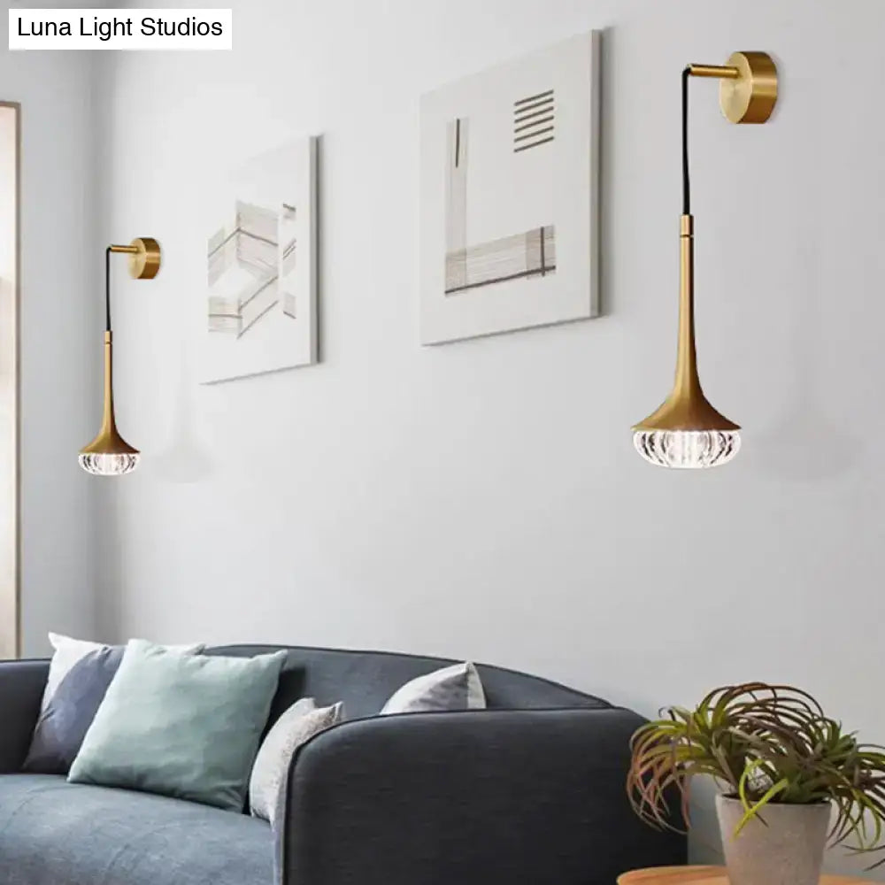 Gold Textured Glass Flared Wall Sconce