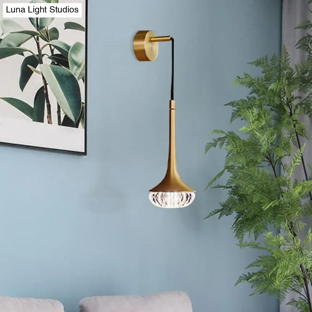 Gold Textured Glass Flared Wall Sconce