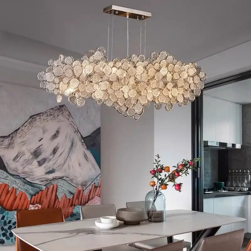 Gold LED Adjustable Ceiling Chandelier