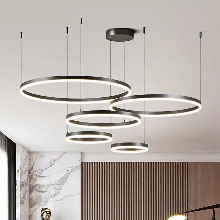 Gold Brushed Rings Chandelier