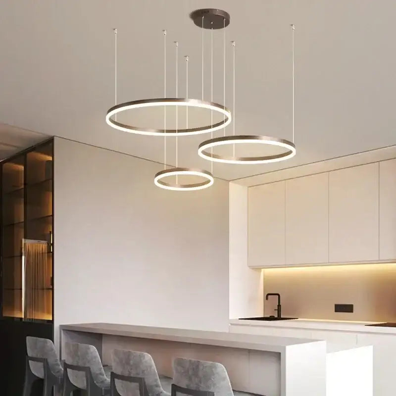 Gold Brushed Rings Chandelier