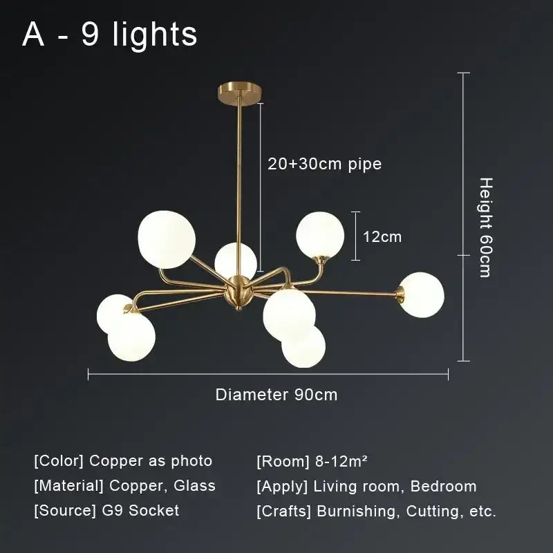 Copper Globe Ceiling Chandelier