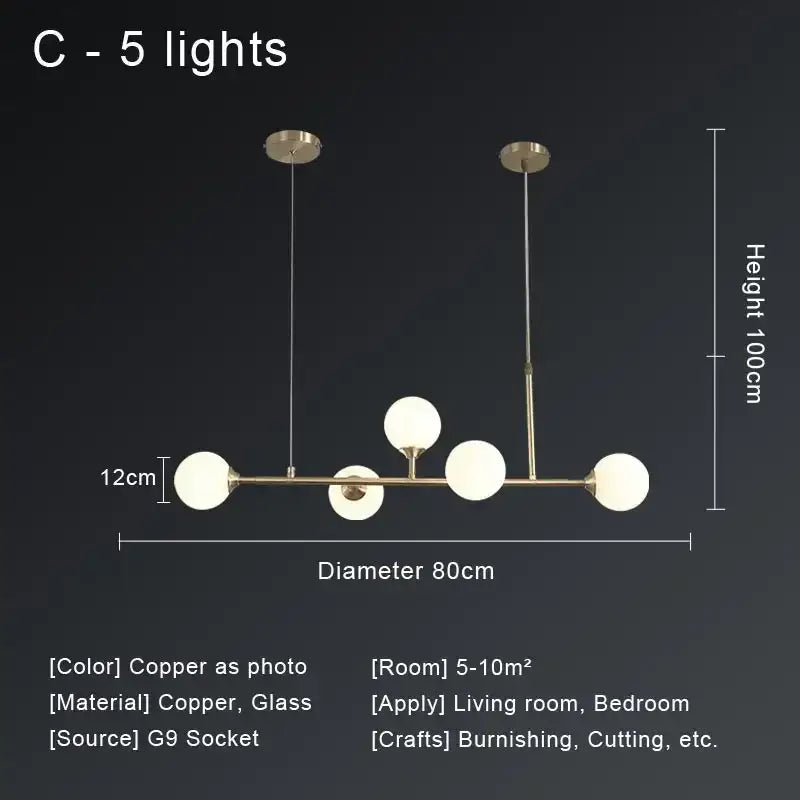 Copper Globe Ceiling Chandelier