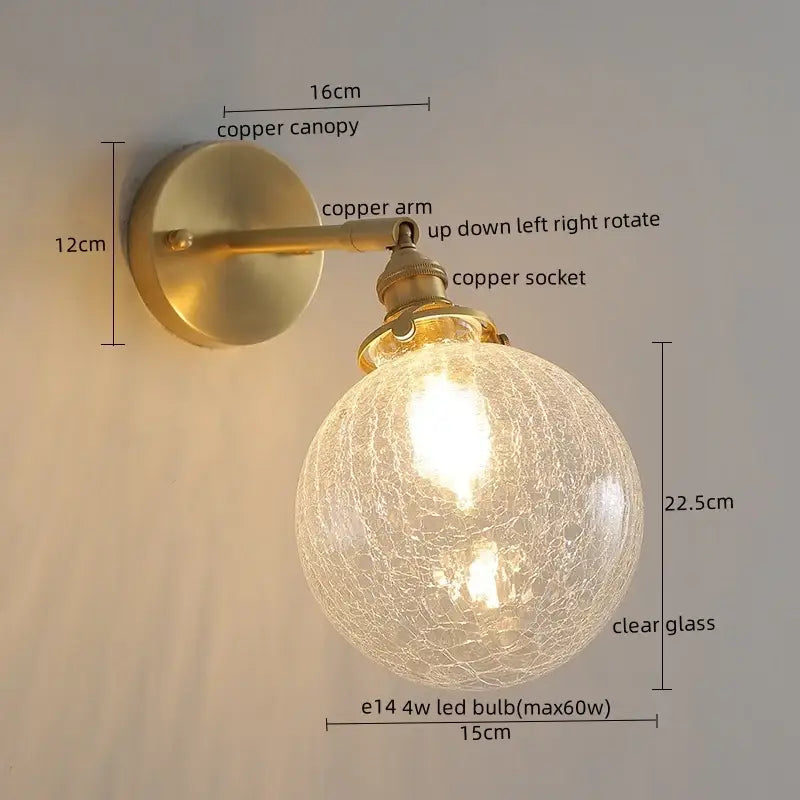 Gold Crackled Glass Wall Light