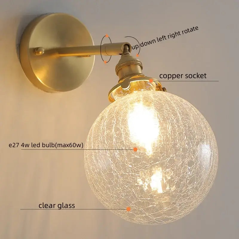 Gold Crackled Glass Wall Light