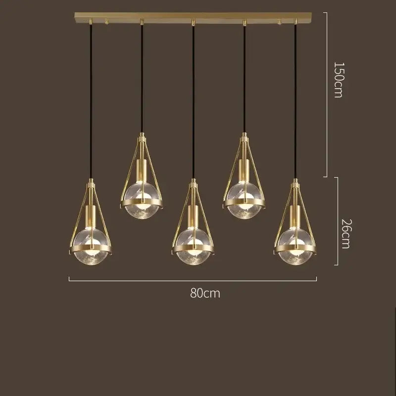 Gold Crystal Pendant Light with Shimmering Crystals