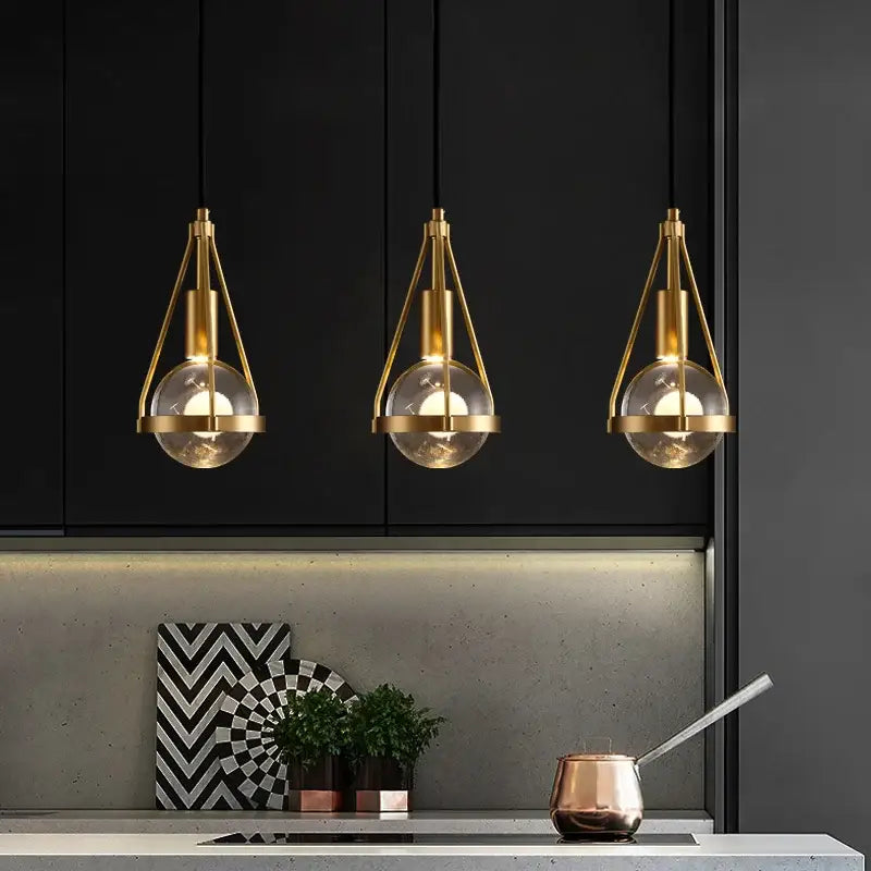 Gold Crystal Pendant Light with Shimmering Crystals