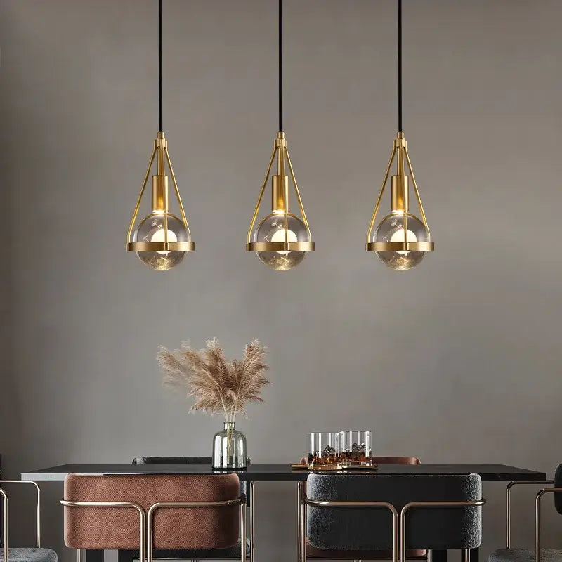 Gold Crystal Pendant Light with Shimmering Crystals