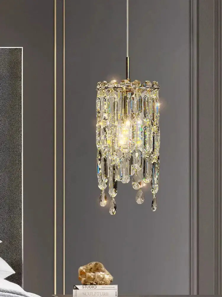Gold Crystal Pendant Chandelier in Gold or Chrome