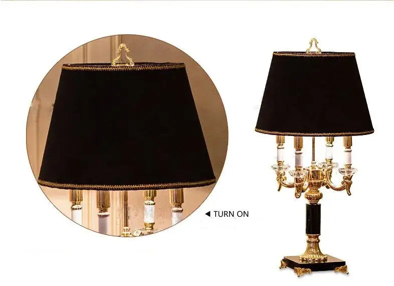 Gold Crystal Black Table Lamp