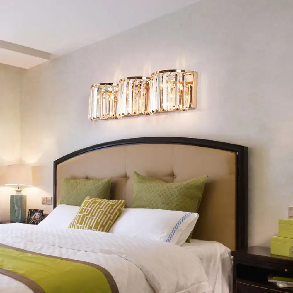 Gold Crystal Block Sconce Sleek Contemporary