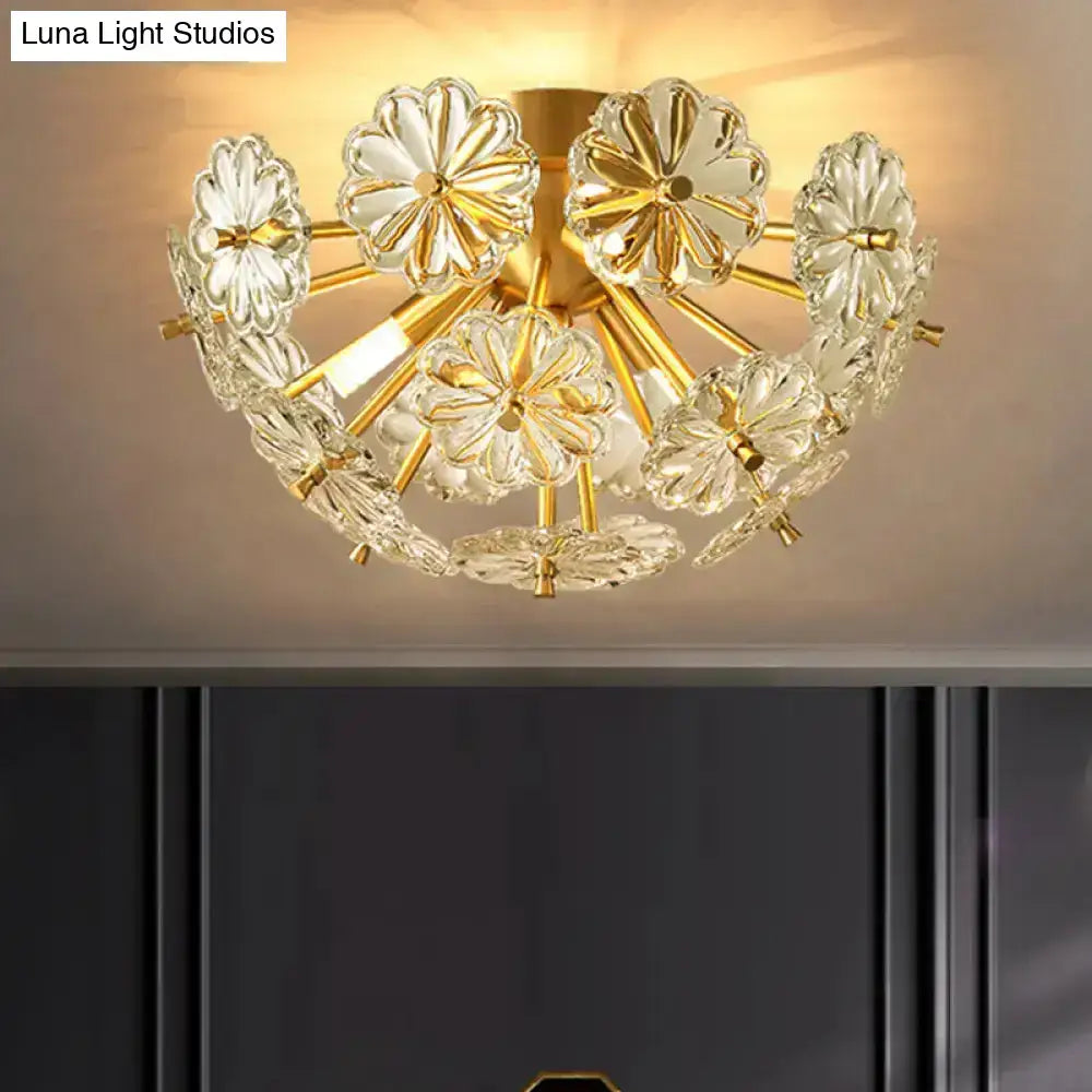 Gold Crystal Bouquet Flushmount