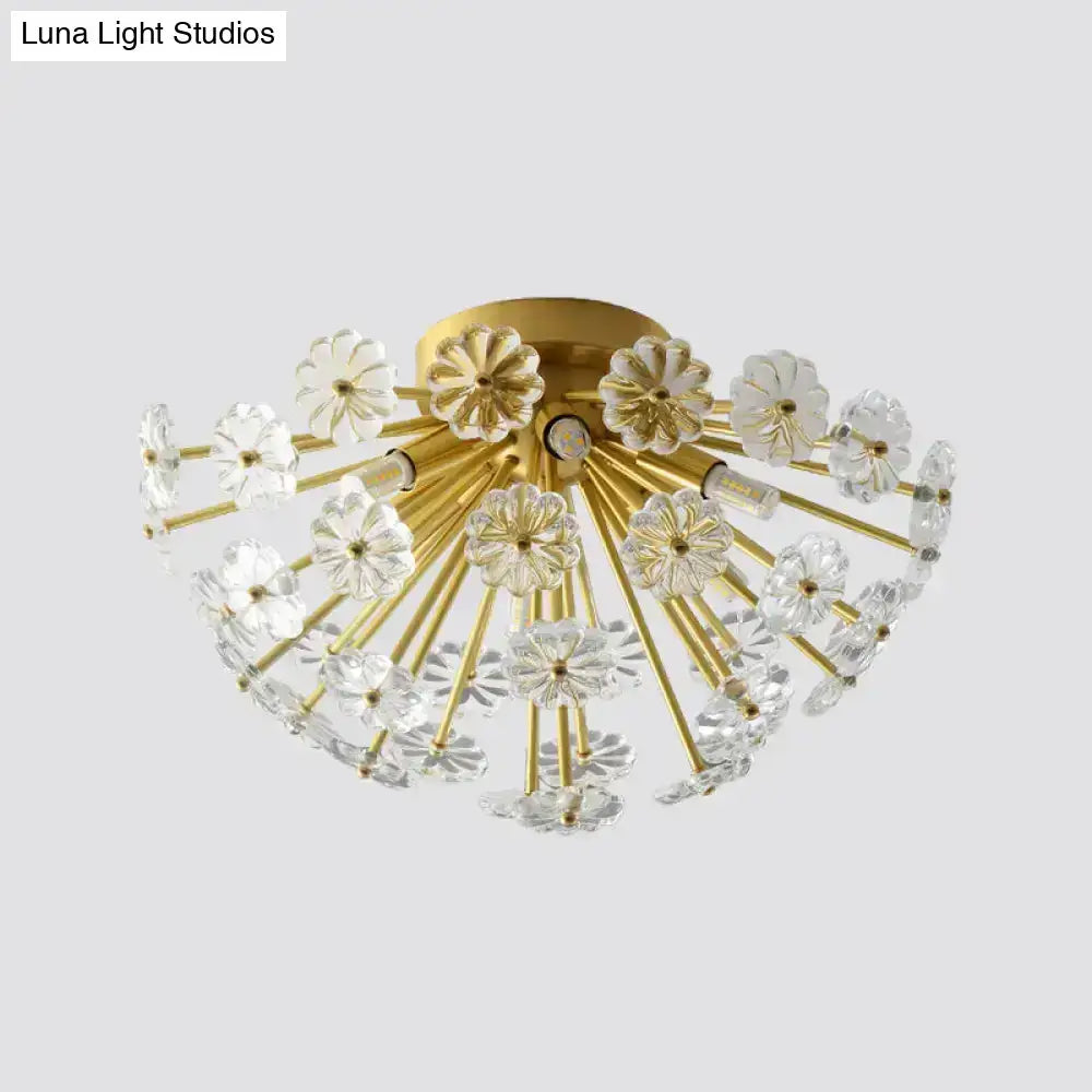 Gold Crystal Bouquet Flushmount