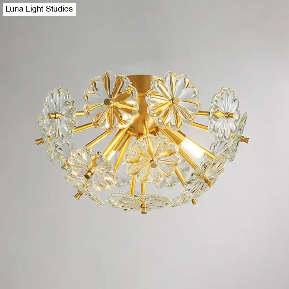 Gold Crystal Bouquet Flushmount