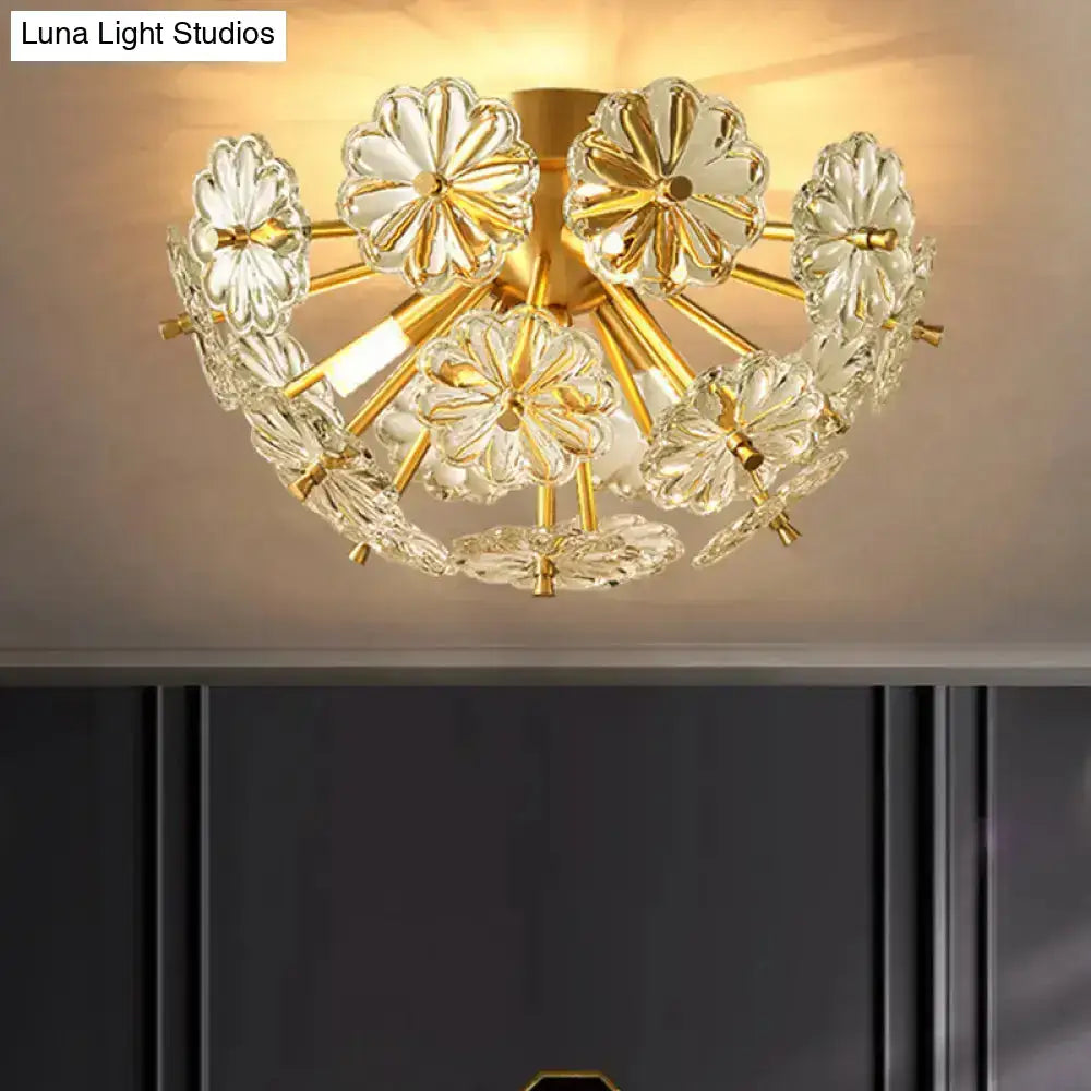 Gold Crystal Bouquet Flushmount