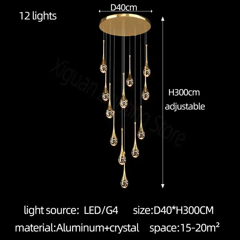 Gold Crystal Dining Chandelier with Precision Crystals