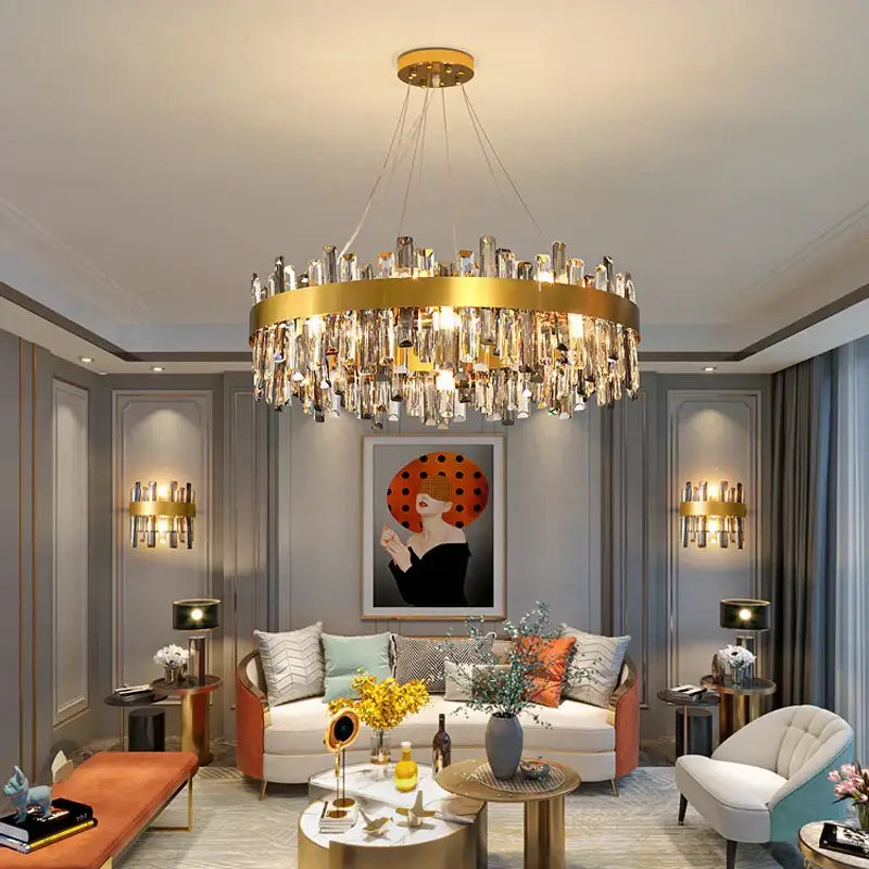 Gold Crystal Hanging Lamp