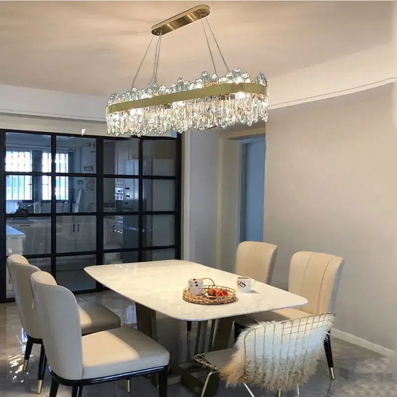 Gold Crystal Circle Chandelier