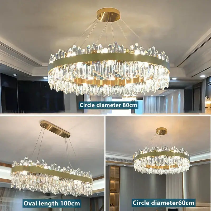 Gold Crystal Circle Chandelier