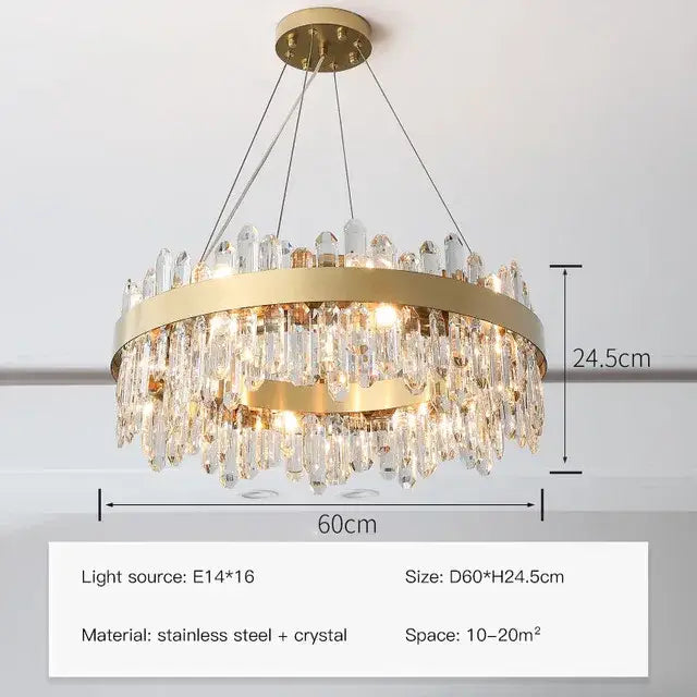 Gold Crystal Circle Chandelier