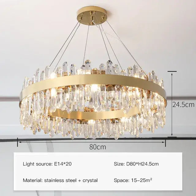 Gold Crystal Circle Chandelier