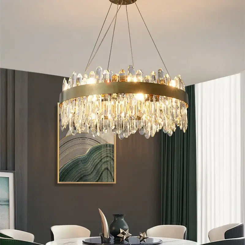 Gold Crystal Circle Chandelier