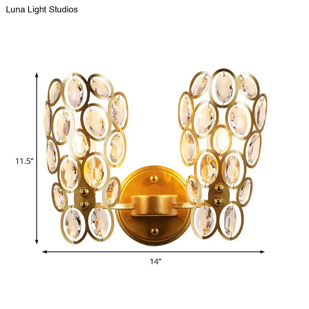 Gold Crystal Circles Wall Light Faceted Design
