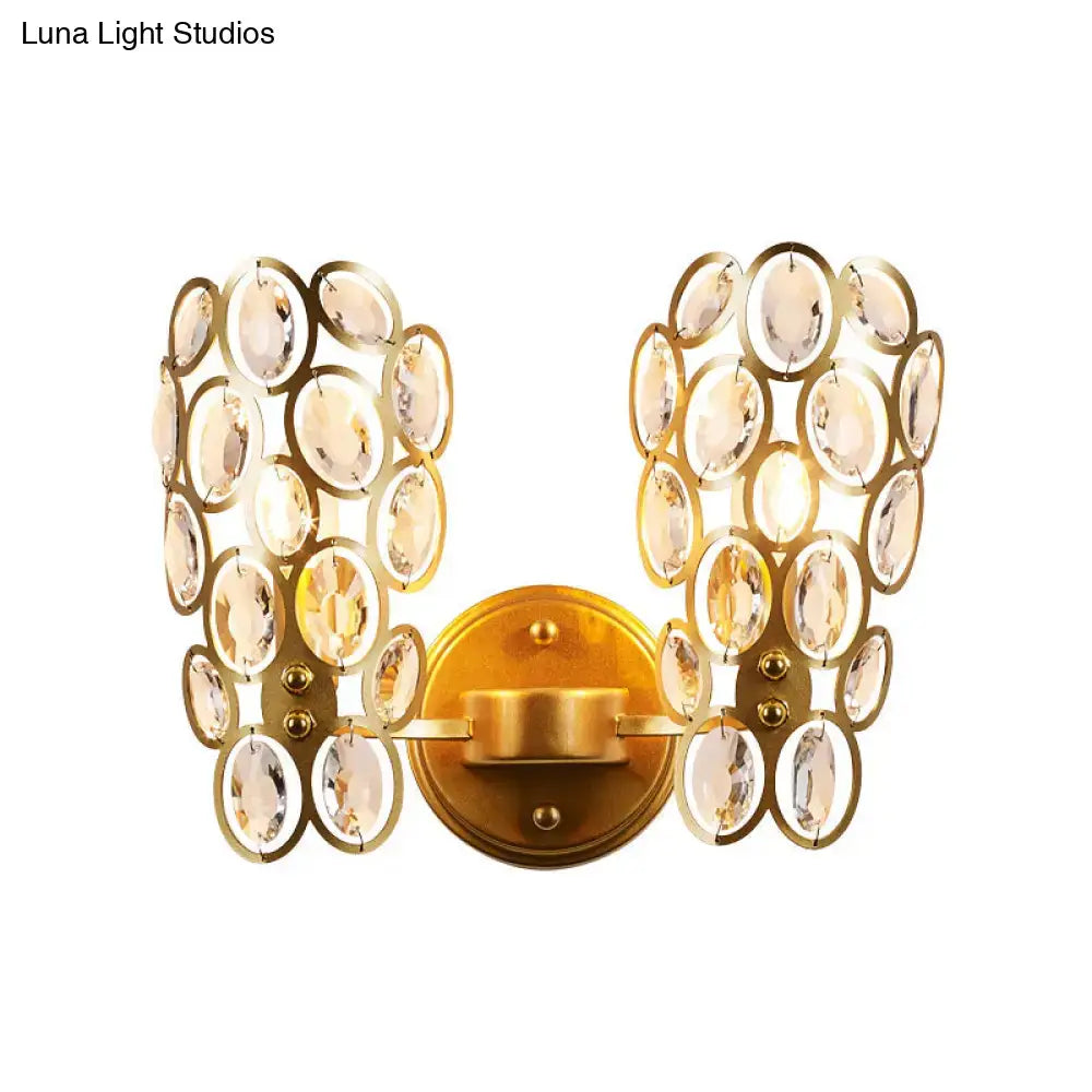 Gold Crystal Circles Wall Light Faceted Design