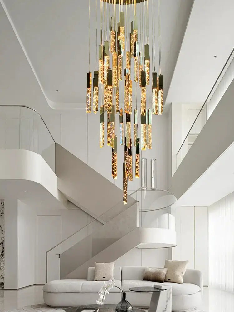 Gold Crystal Spiral 68-Light Cascading Chandelier