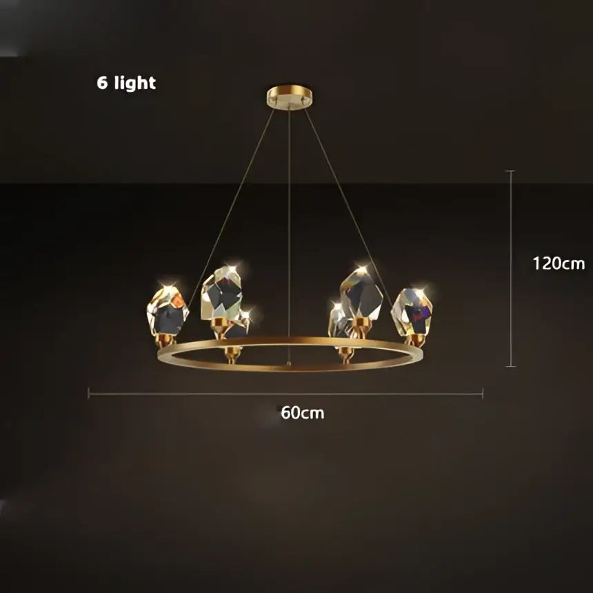 Copper Crystal Round Chandelier