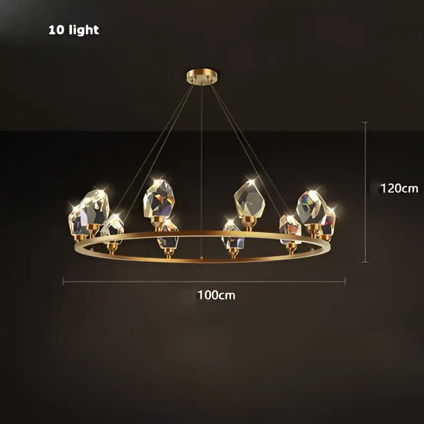 Copper Crystal Round Chandelier