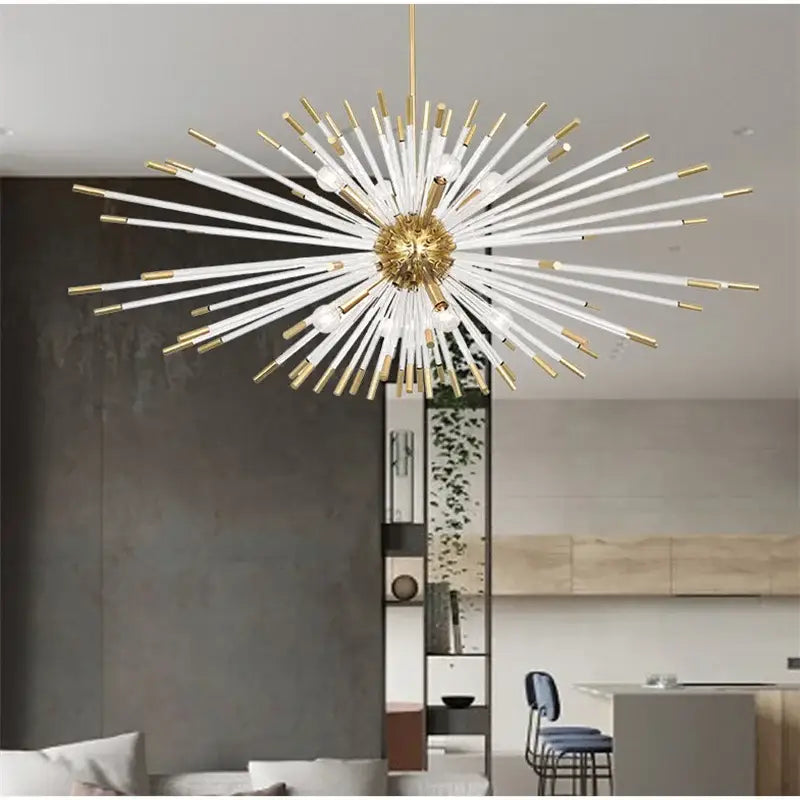 Gold Crystal Dandelion Dimmable Living Room Chandelier
