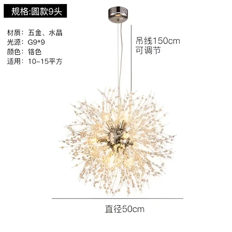 Gold Crystal Dandelion Pendant