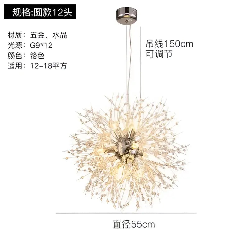 Gold Crystal Dandelion Pendant