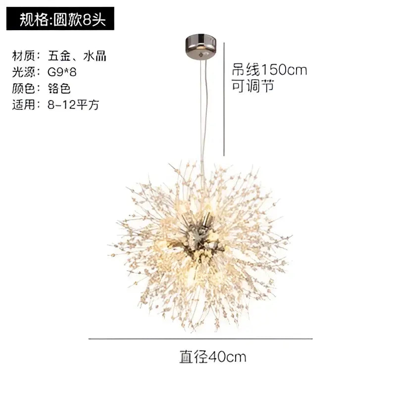 Gold Crystal Dandelion Pendant