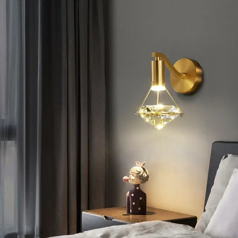 Gold Crystal Nordic Bedroom Wall Lamp