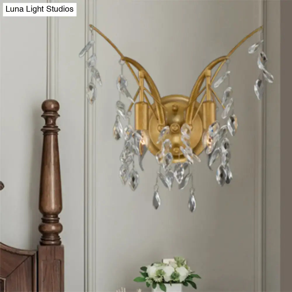 Gold Crystal Drop Sconce