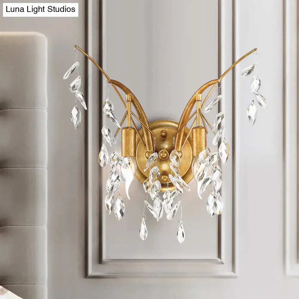 Gold Crystal Drop Sconce