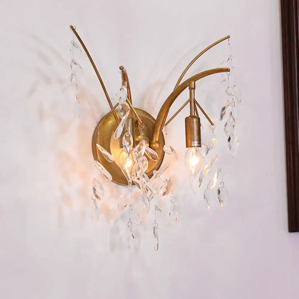 Gold Crystal Drop Sconce