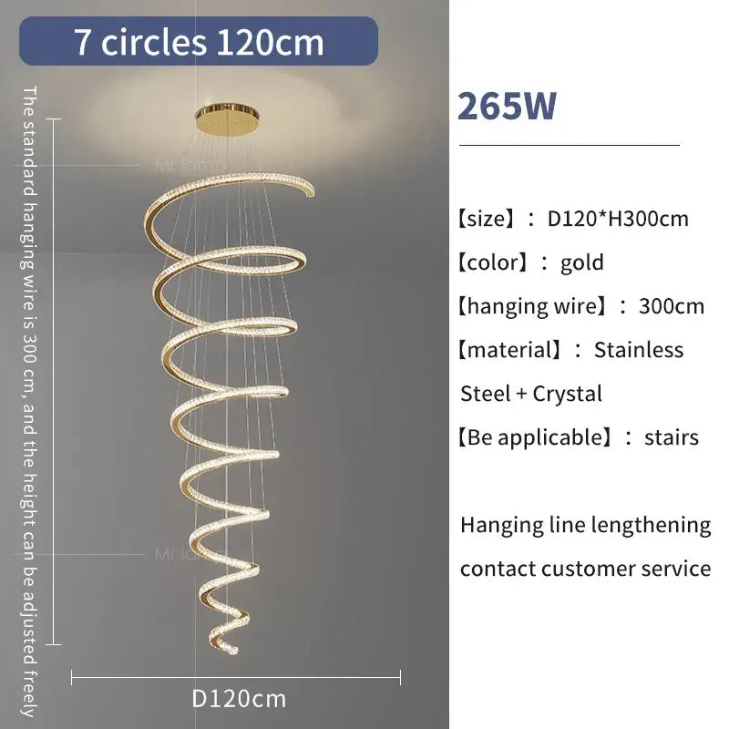 Gold Crystal Ring Chandelier Stepless Dimming