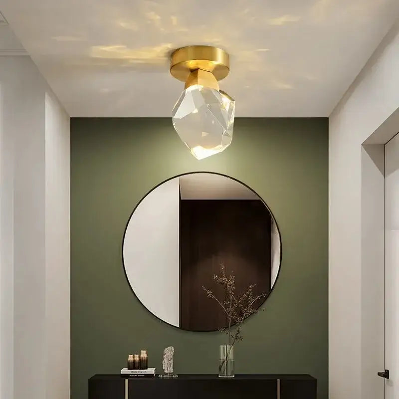 Gold Crystal Ceiling Lamp For Hallway Balcony