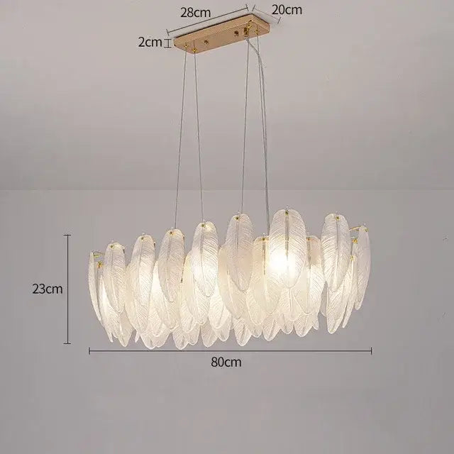 Gold Crystal Feather Chandelier Pearl Layered