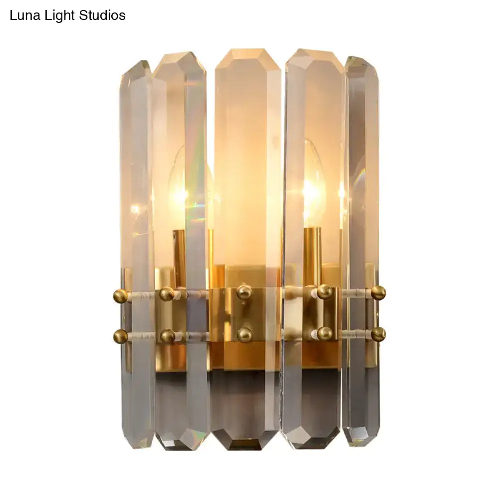 Gold Crystal Half-Cylinder Wall Lamp