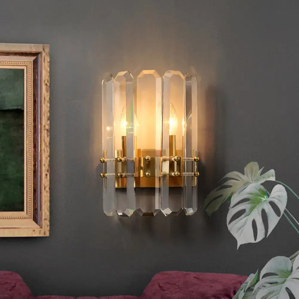 Gold Crystal Half-Cylinder Wall Lamp